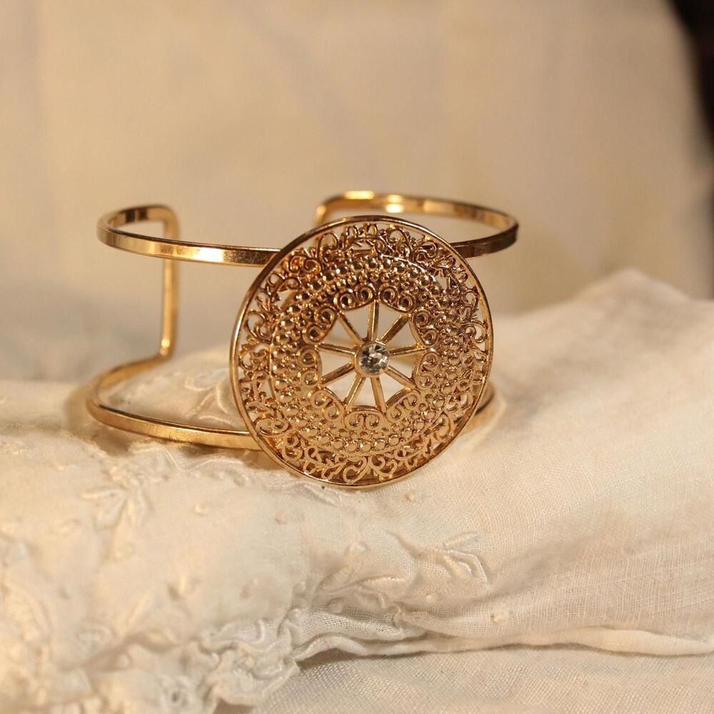 Fairycore Filigree Gold-Tone Cuff Bracelet